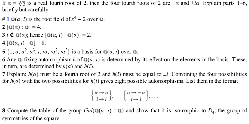 Solved If ? = V2 is a real fourth root of 2, then the four | Chegg.com