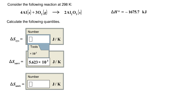 Solved Consider The Following Reaction At 298 K 4al S