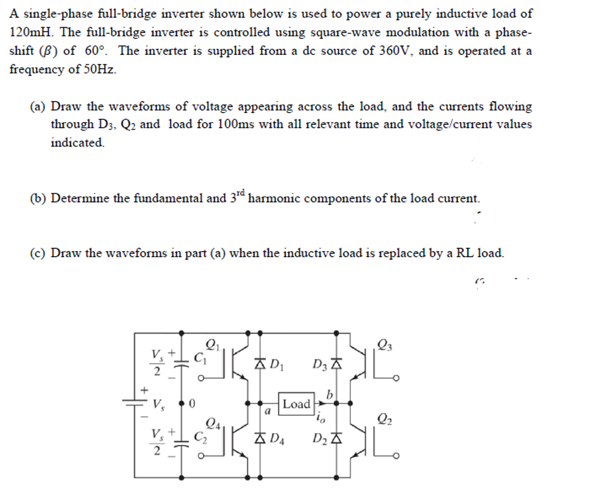 A Single-phase Full-bridge Inverter Shown Below Is | Chegg.com