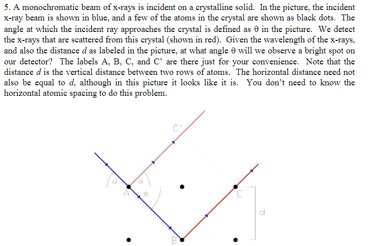 Solved 5. A monochromatic beam of x-rays is incident on a | Chegg.com