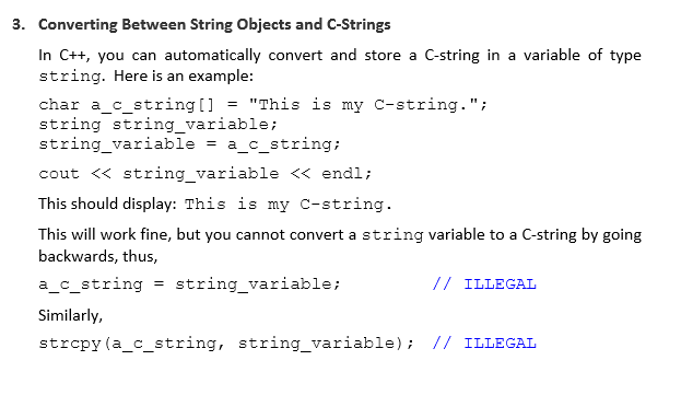 Solved Converting between String Objects and C Strings | Chegg.com