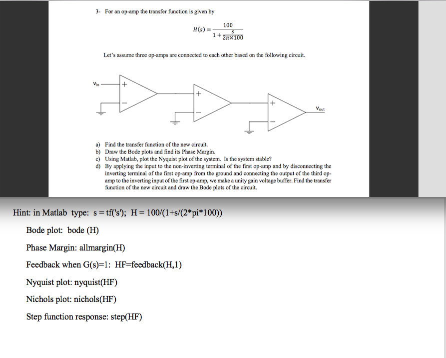 Solved For an op-amp the transfer function is given by H(s) | Chegg.com