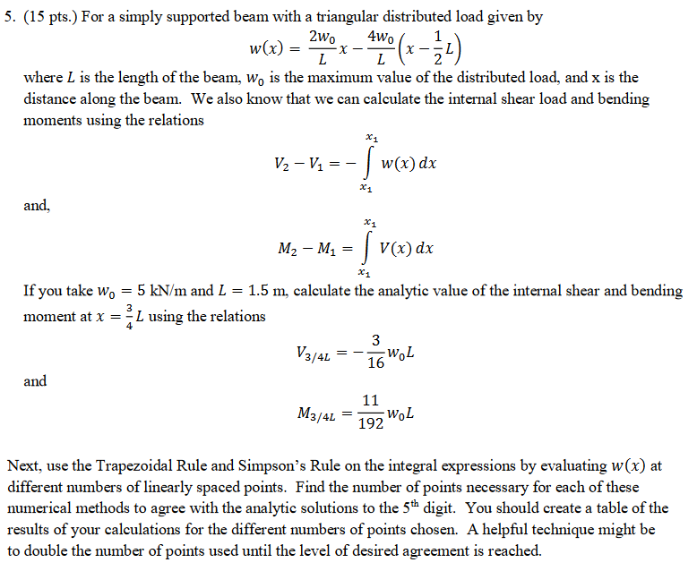 Solved For a simply supported beam with a triangular | Chegg.com