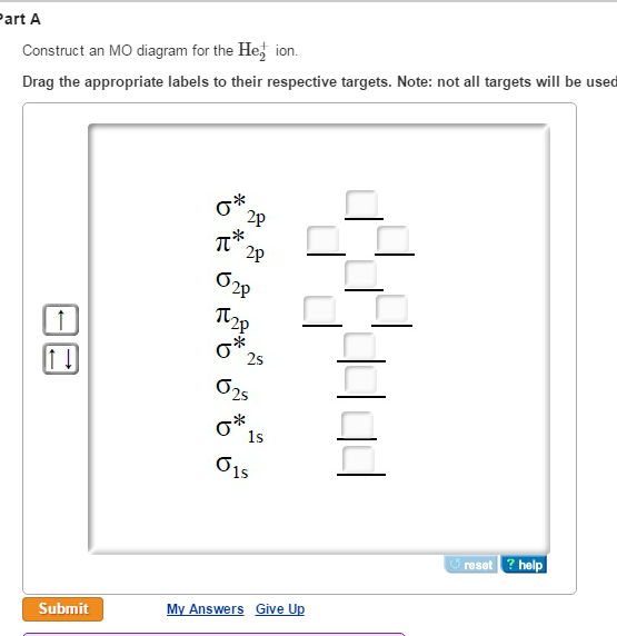 Solved Construct an MO diagram for the He+2 ion. Drag the