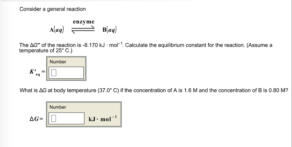 Solved Consider a general reaction The Delta G degree of | Chegg.com
