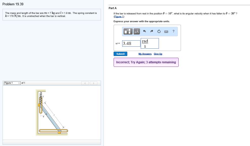 Solved The mass and length of the bar are m = 7 kg and l = | Chegg.com