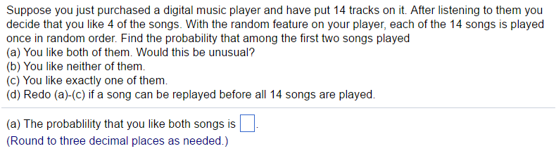 Solved Suppose you just purchased a digital music player and | Chegg.com