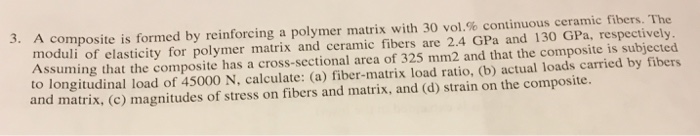 Solved Fiber matrix load ratio, actual loads carried by | Chegg.com
