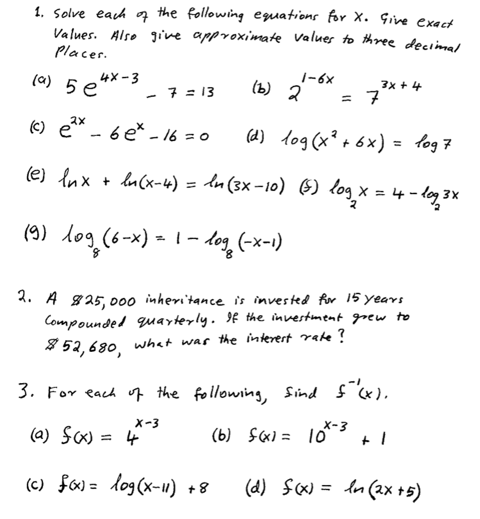 Solved Solve Each Of The Following Equations For X. Give | Chegg.com