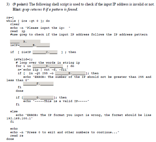 Solved 3) (9 points) The following shell script is used to | Chegg.com