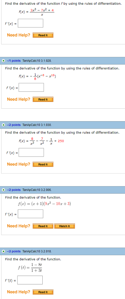 Solved Find the derivative of the function f by using the | Chegg.com