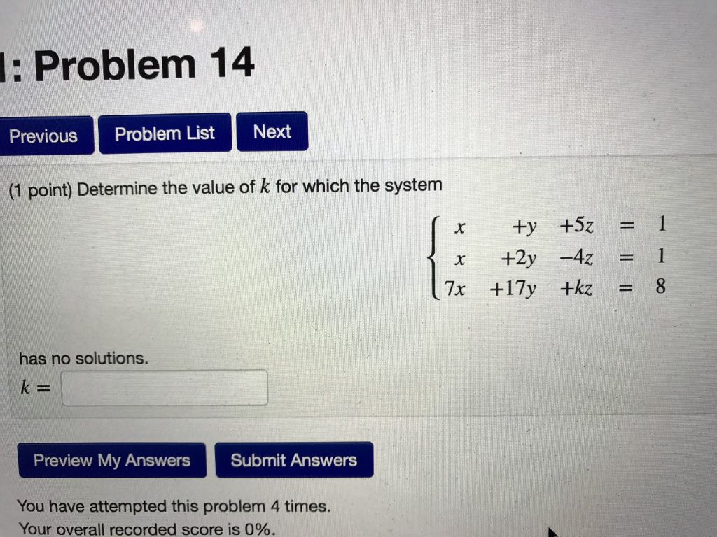 Solved Determine the value of k for which the system {x + y | Chegg.com