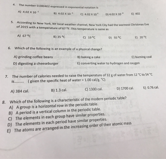 Solved The number 0.000402 expressed in exponential notation | Chegg.com