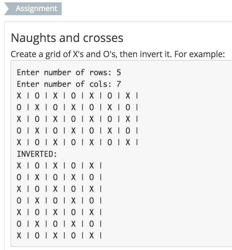 Solved Assignment Naughts and crosses Create a grid of X's | Chegg.com
