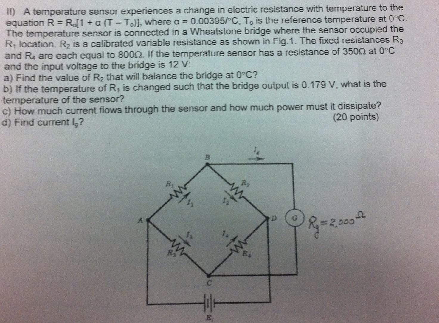 Solved ll) A temperature sensor experiences a change in