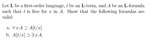 Let L be a first-order language, t be an L-term, and | Chegg.com
