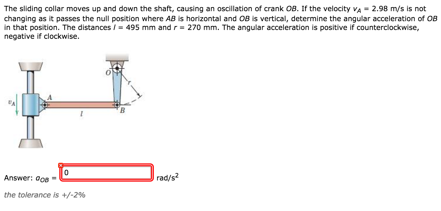 Solved The sliding collar moves up and down the shaft,