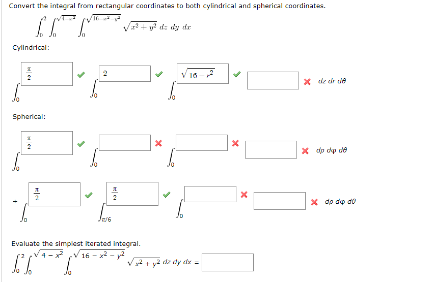 Solved Convert the integral from rectangular coordinates to | Chegg.com