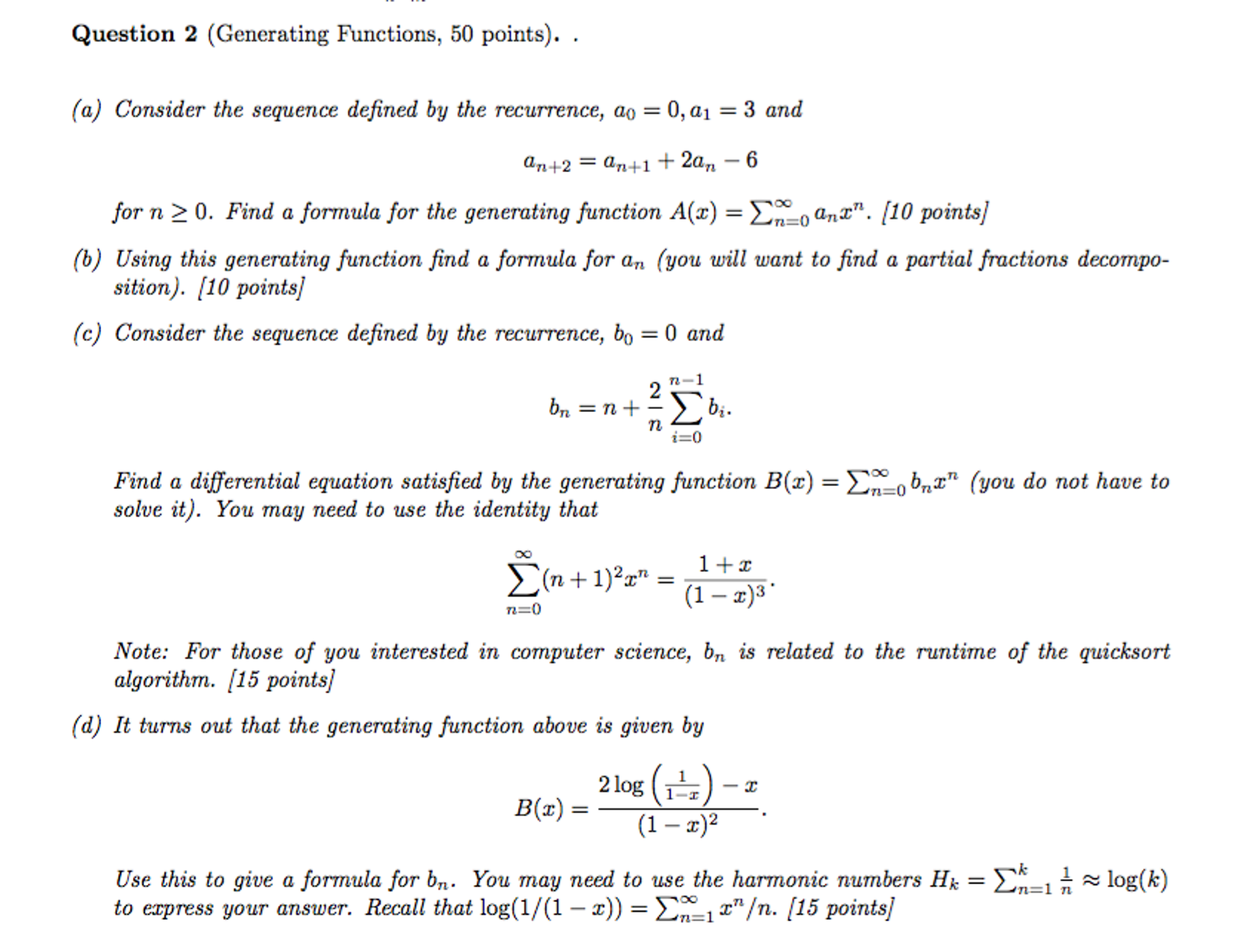 Solved Consider the sequence defined by the recurrence, a_0 | Chegg.com