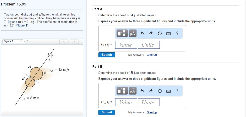 Solved Two smooth disks A and B have the initial velocities | Chegg.com