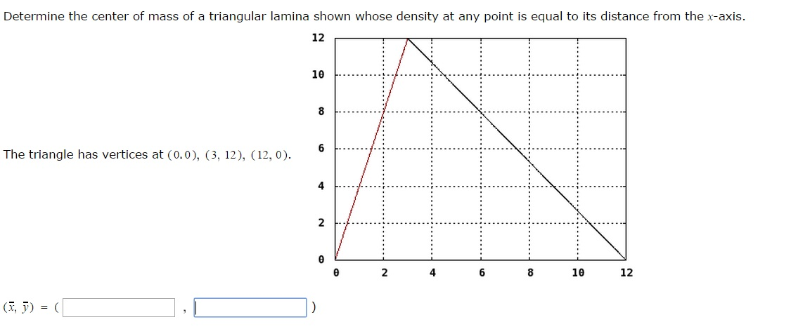Solved Determine the center of mass of a triangular lamina | Chegg.com