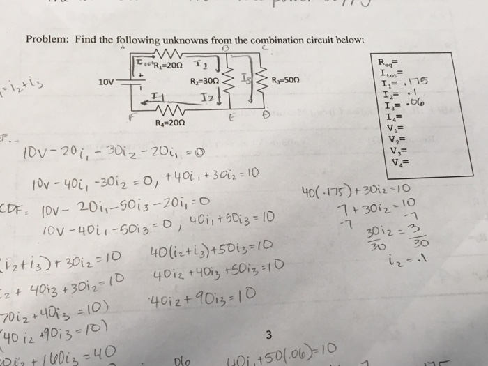 Solved Find The Following Unknowns From The Combination Chegg