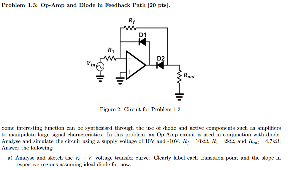 Solved Problem 1.3 OpAmp and Diode in Feedback Path [20