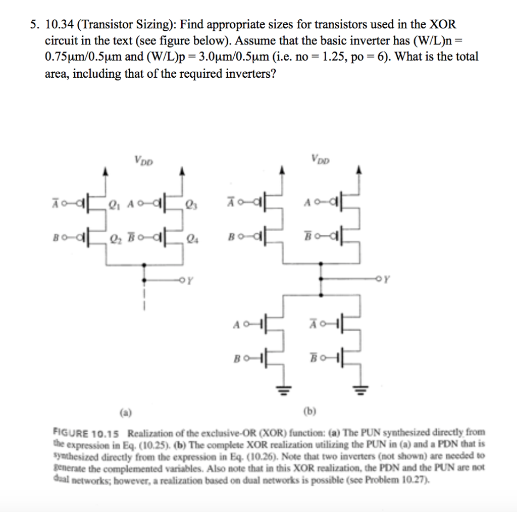 Solved 5. 10.34 (Transistor Sizing) Find appropriate sizes