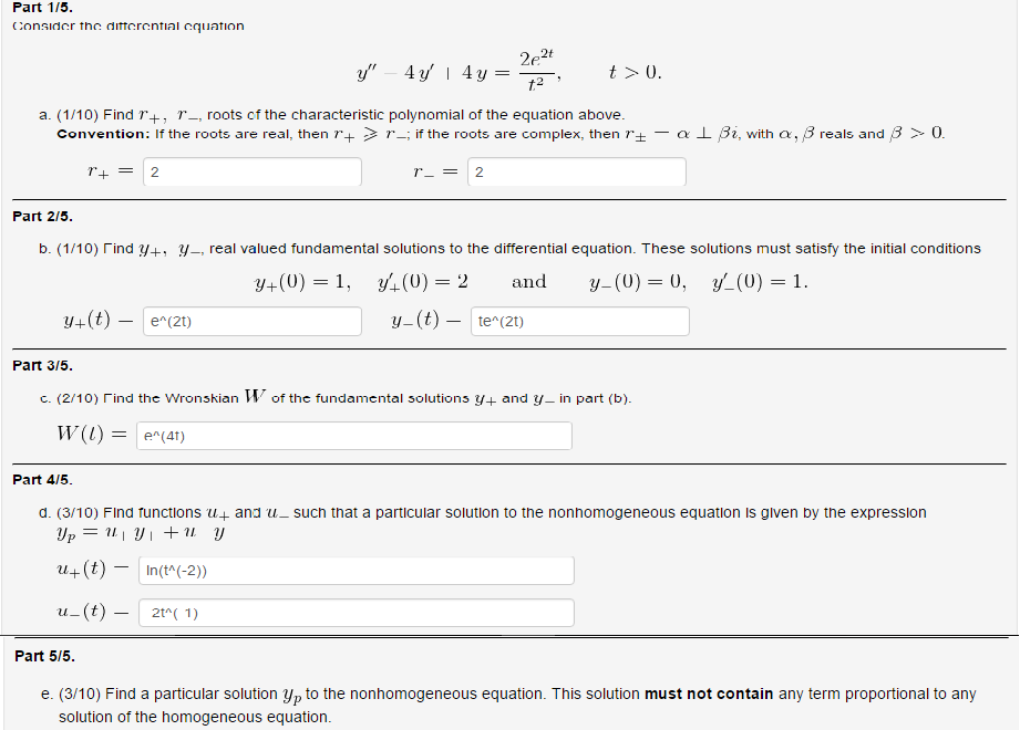 Solved Consider the differential equation y" - 4y'|4y = | Chegg.com