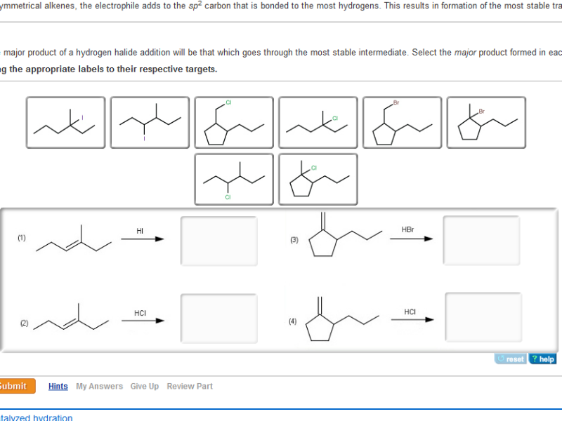 Solved Alkenes Undergo Electrophilic Addition Reactions. | Chegg.com