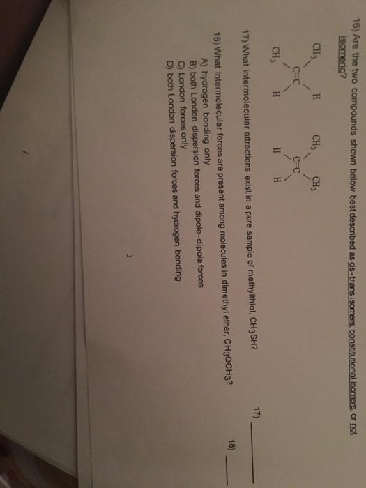 Solved Are The Two Compounds Shown Below Best Described As