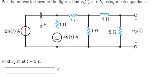 Solved For the network shown in the figure, find vo(t), t 0, | Chegg.com