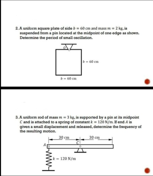 Solved 2. A uniform square plate of side b 60 cm and mass Chegg