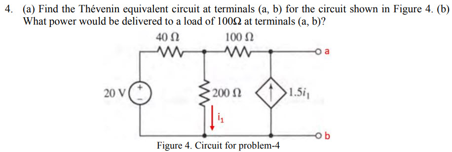 Solved 4. (a) Find the Thévenin equivalent circuit at | Chegg.com