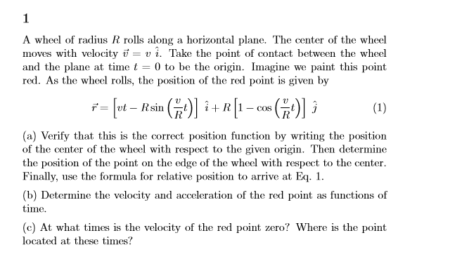 Solved A wheel of radius R rolls along a horizontal plane. | Chegg.com