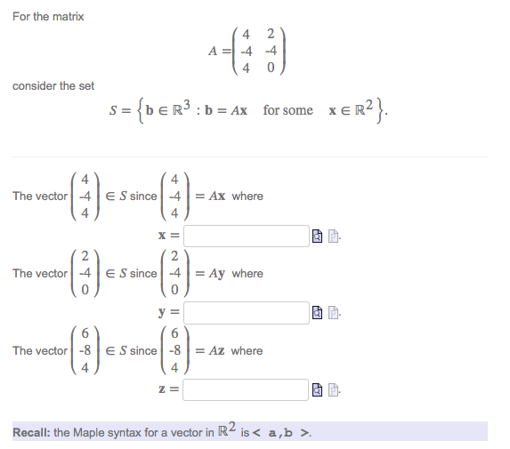 Solved For the matrix A = (4 -4 4 2 -4 0) consider the | Chegg.com