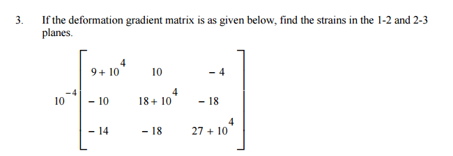 If the deformation gradient matrix is as given below, | Chegg.com