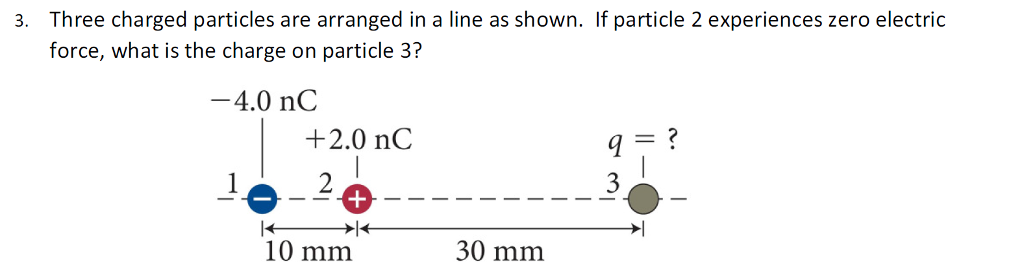 Solved Three Charged Particles Are Arranged In A Line As | Chegg.com