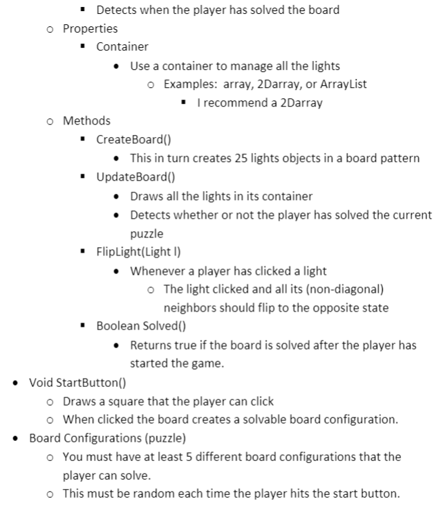 Solved Need help with creating the Lights Out game using