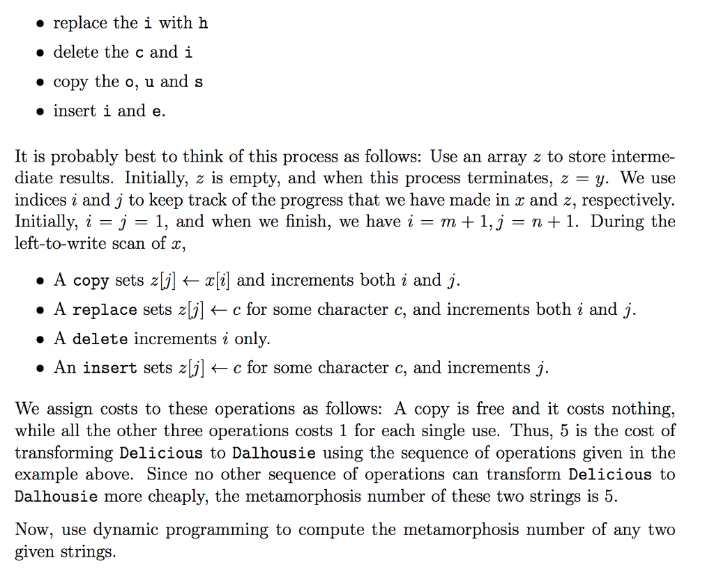 2. [10 marks] In the string metamorphosis problem, | Chegg.com