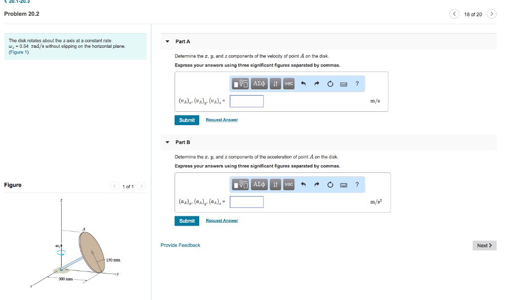 Solved 20.1-20.3 Problem 20.2 18 of 20> The disk rotates | Chegg.com