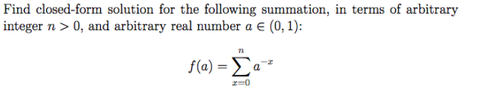 Solved Find closed-form solution for the following | Chegg.com