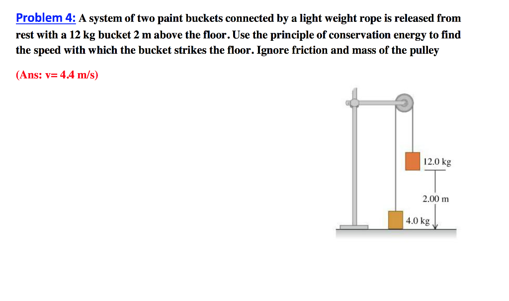 Solved Problem 4 A system of two paint buckets connected by
