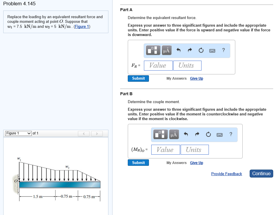 Solved Replace the loading by an equivalent resultant force | Chegg.com