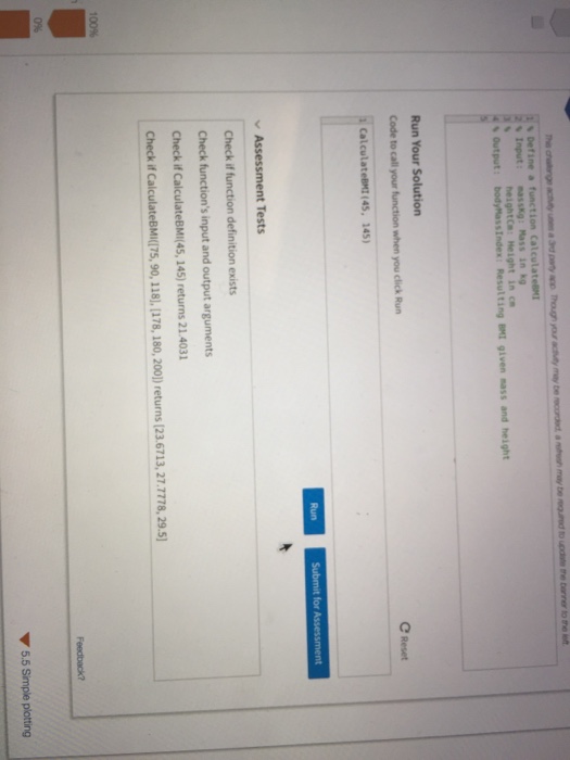Solved Function definition BMI calculator Define a function