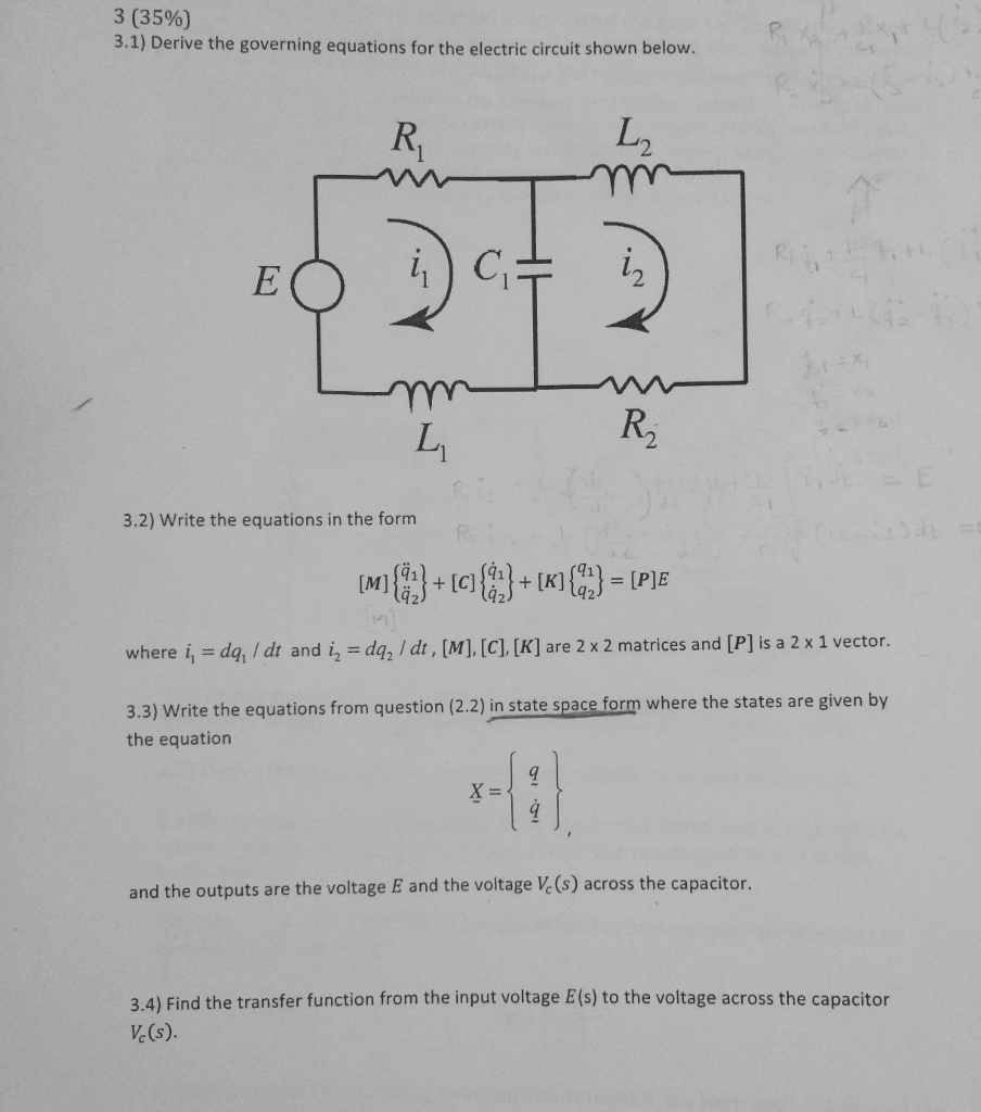 Solved Derive The Governing Equations For The Electric 8555