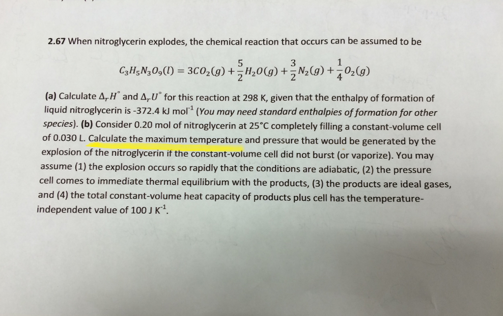 Solved When nitroglycerin explodes, the chemical reaction