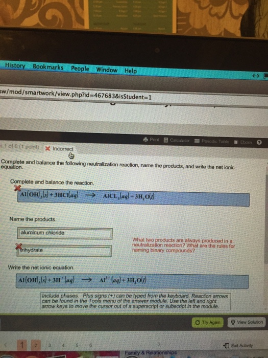 Solved Complete and balance the following neutralization | Chegg.com