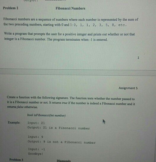 Solved Problem 2 Fibonacci Numbers Fibonacci numbers are a | Chegg.com