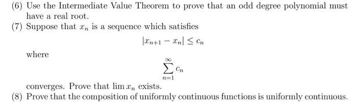 Solved Use The Intermediate Value Theorem To Prove That An